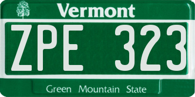VT license plate ZPE323