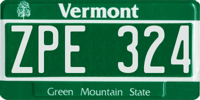 VT license plate ZPE324