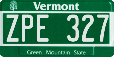 VT license plate ZPE327