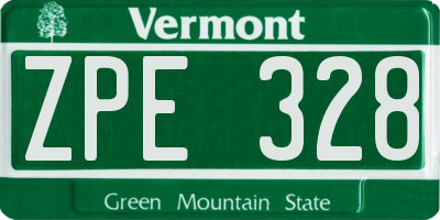 VT license plate ZPE328