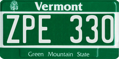 VT license plate ZPE330