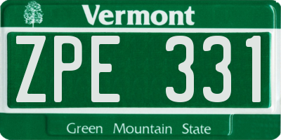 VT license plate ZPE331