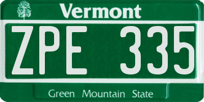 VT license plate ZPE335