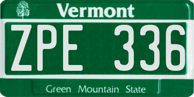 VT license plate ZPE336