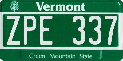 VT license plate ZPE337