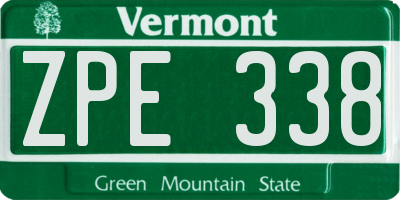 VT license plate ZPE338