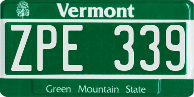 VT license plate ZPE339