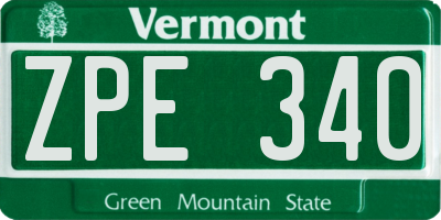 VT license plate ZPE340