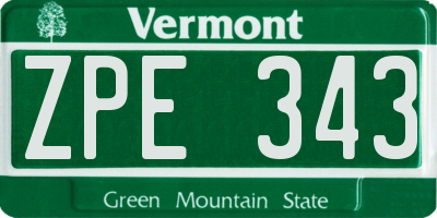 VT license plate ZPE343