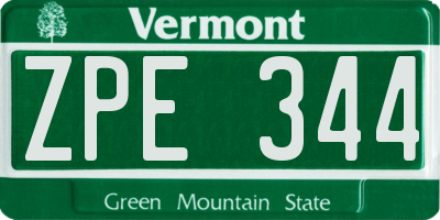 VT license plate ZPE344