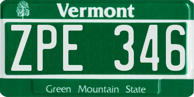 VT license plate ZPE346