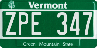 VT license plate ZPE347