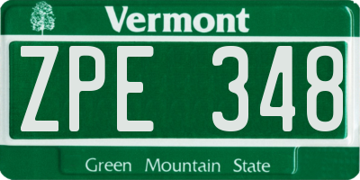 VT license plate ZPE348