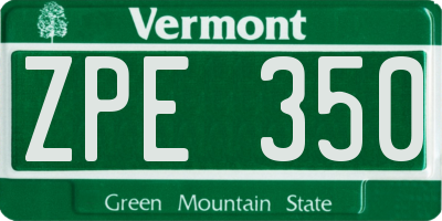 VT license plate ZPE350