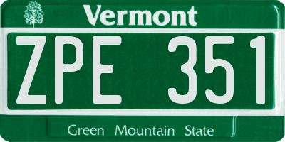 VT license plate ZPE351
