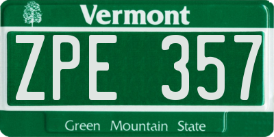 VT license plate ZPE357