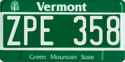 VT license plate ZPE358