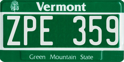 VT license plate ZPE359