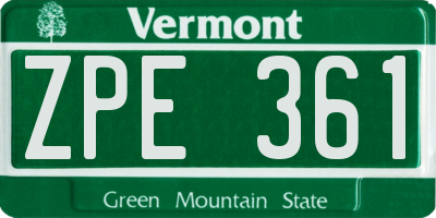 VT license plate ZPE361