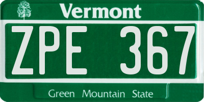 VT license plate ZPE367