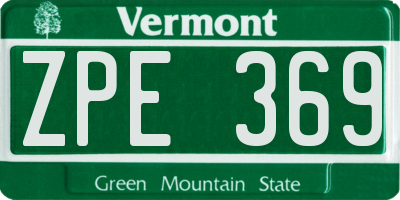 VT license plate ZPE369