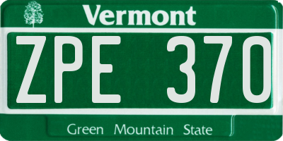 VT license plate ZPE370