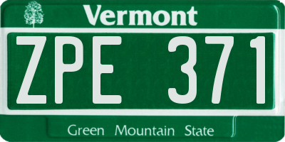VT license plate ZPE371