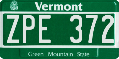 VT license plate ZPE372