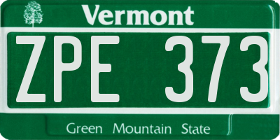 VT license plate ZPE373
