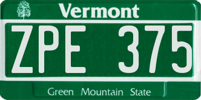 VT license plate ZPE375