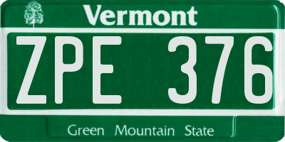 VT license plate ZPE376