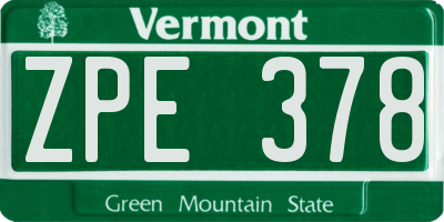 VT license plate ZPE378
