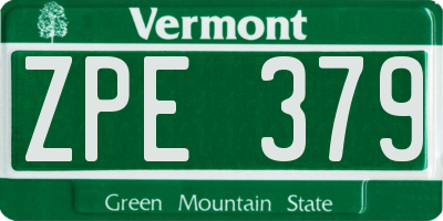 VT license plate ZPE379