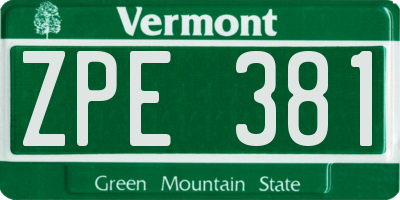 VT license plate ZPE381