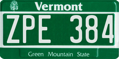 VT license plate ZPE384