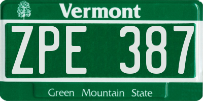 VT license plate ZPE387