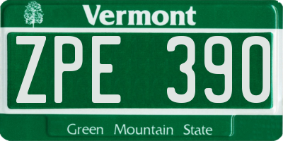 VT license plate ZPE390