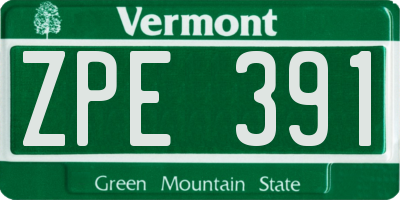 VT license plate ZPE391