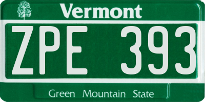 VT license plate ZPE393