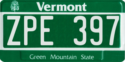 VT license plate ZPE397