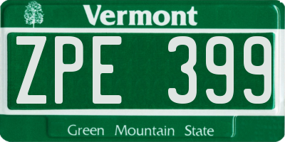 VT license plate ZPE399