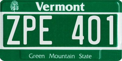 VT license plate ZPE401