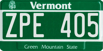 VT license plate ZPE405
