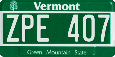 VT license plate ZPE407