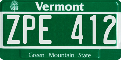 VT license plate ZPE412