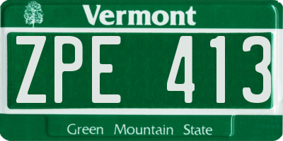 VT license plate ZPE413