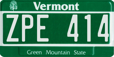 VT license plate ZPE414