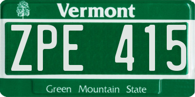 VT license plate ZPE415