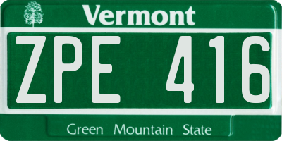 VT license plate ZPE416