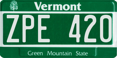 VT license plate ZPE420